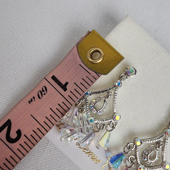 FAC Silver Pacifico AB Crystal Fresh Water Pearl Beaded Chandelier Necklace Set - Picture 15 of 15